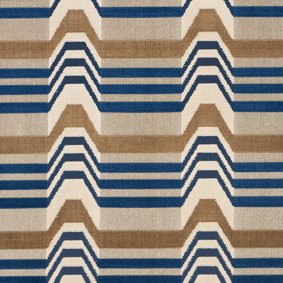 Schumacher Fabric Aldo Velvet - Cadet & Camel