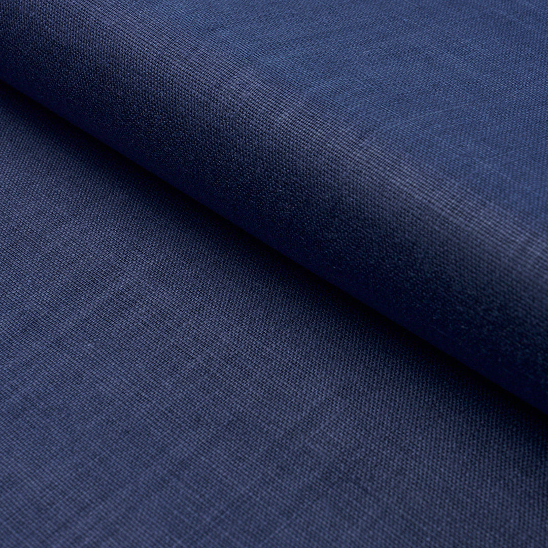Schumacher Fabric Leo Glazed Linen - Navy