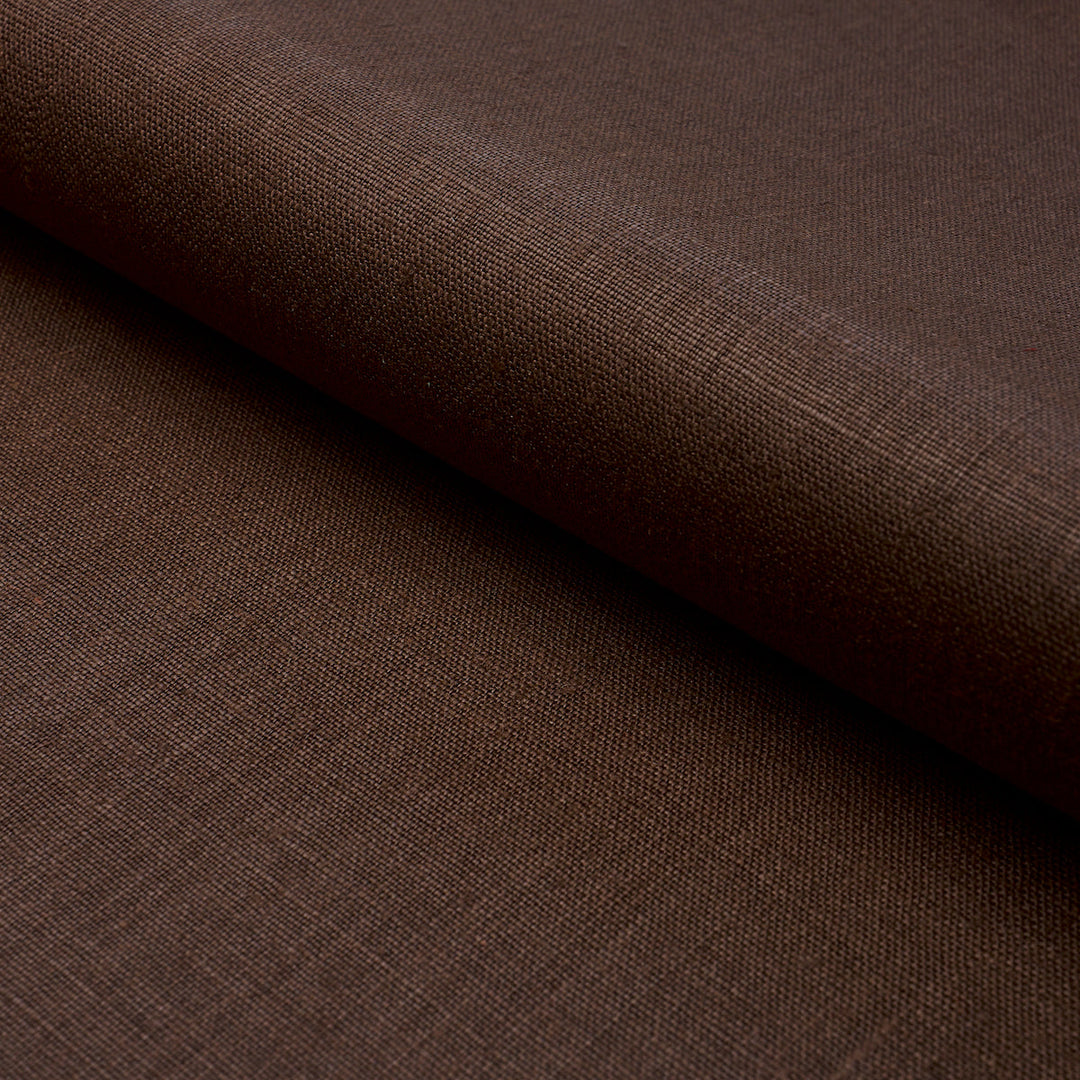Schumacher Fabric Leo Glazed Linen - Chocolate