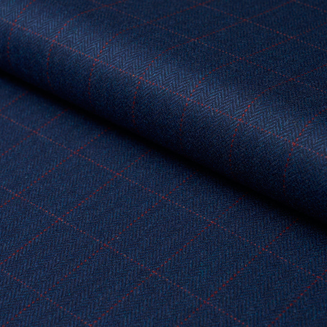 Schumacher Fabric Thompson Merino Windowpane - Navy