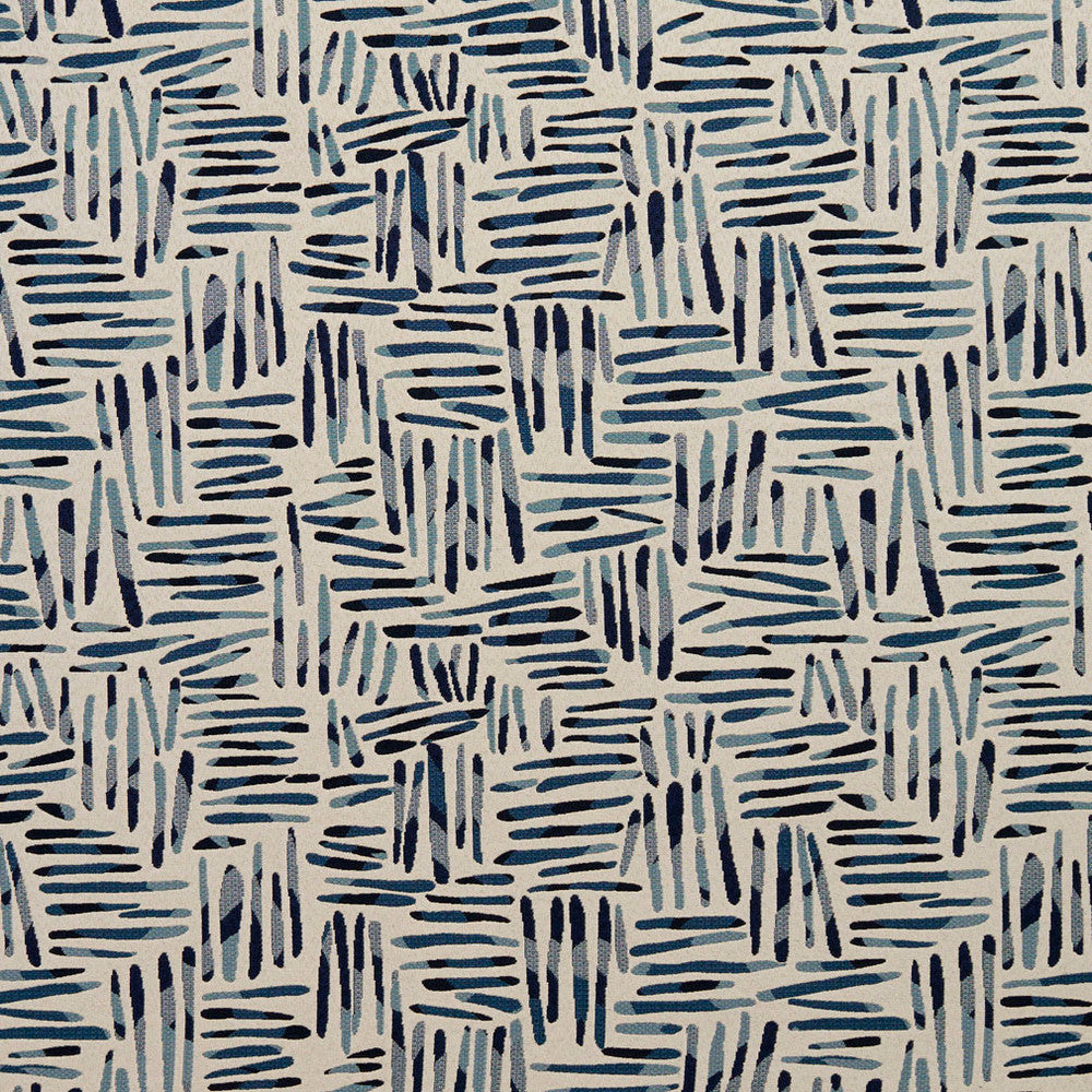8535 Sapphire/Tally by Charlotte Designer Fabric Contemporary Wovens 100% Woven Polyester Asia Exceeds 100,000 Wyzenbeek Rubs (Heavy Duty) Horizontal: 20.5" x Vertical: 15.5" 54 Inches - Swanky Fabrics -