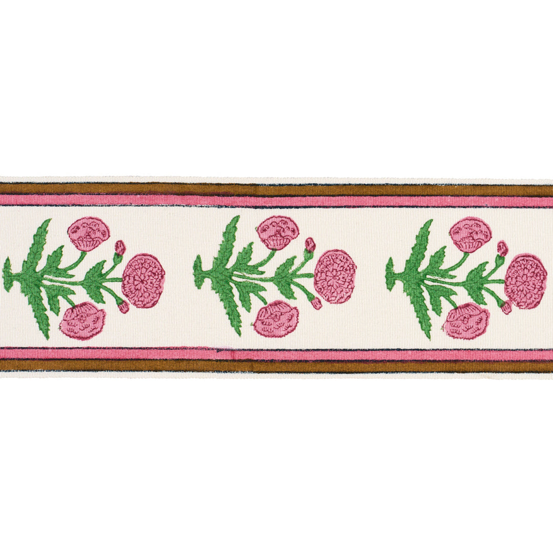 Schumacher Trim Poppy Hand Block Trim - Pink