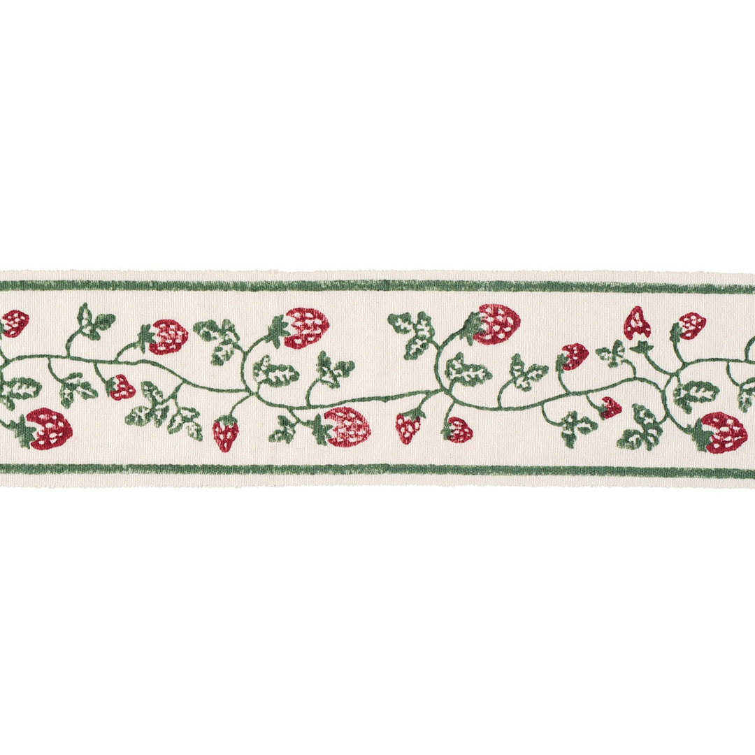 Schumacher Trim Strawberry Trail Hand Block Trim - Dark Green