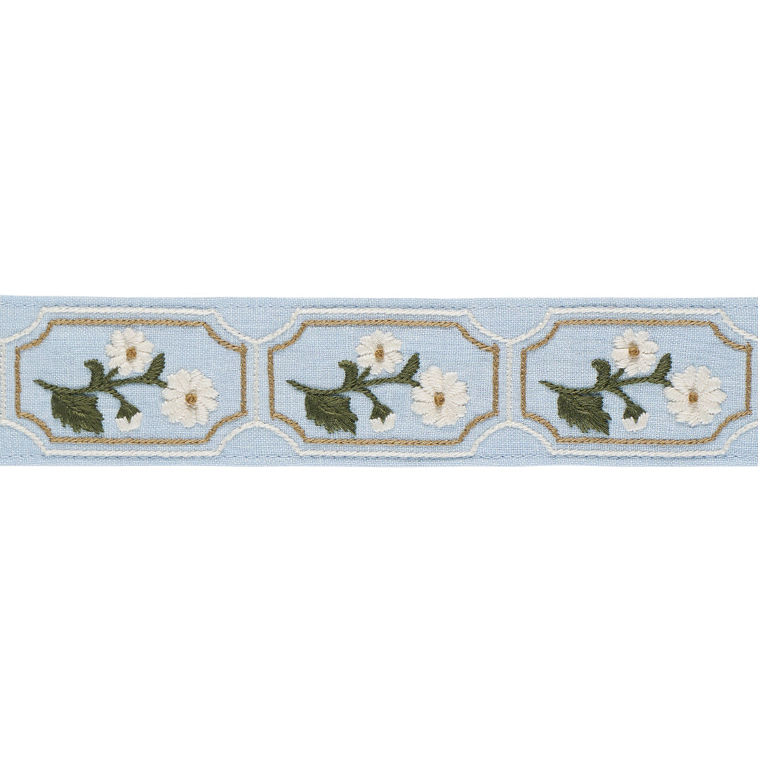 Schumacher Trim Jolie Hand Embroidered Tape - Sky