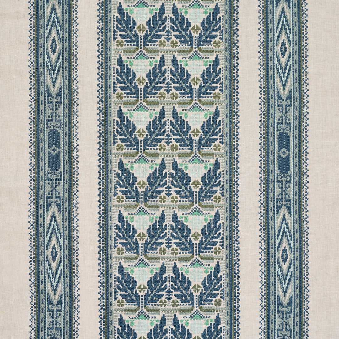 Schumacher Fabric Ayla Embroidery - Ocean