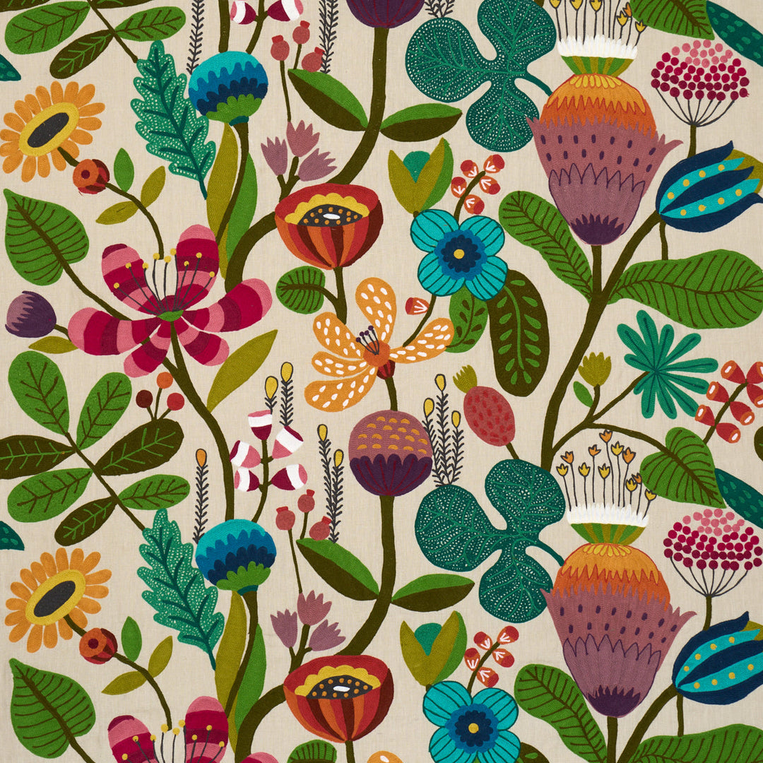 Schumacher Fabric Modern Botanical Embroidery - Paradise