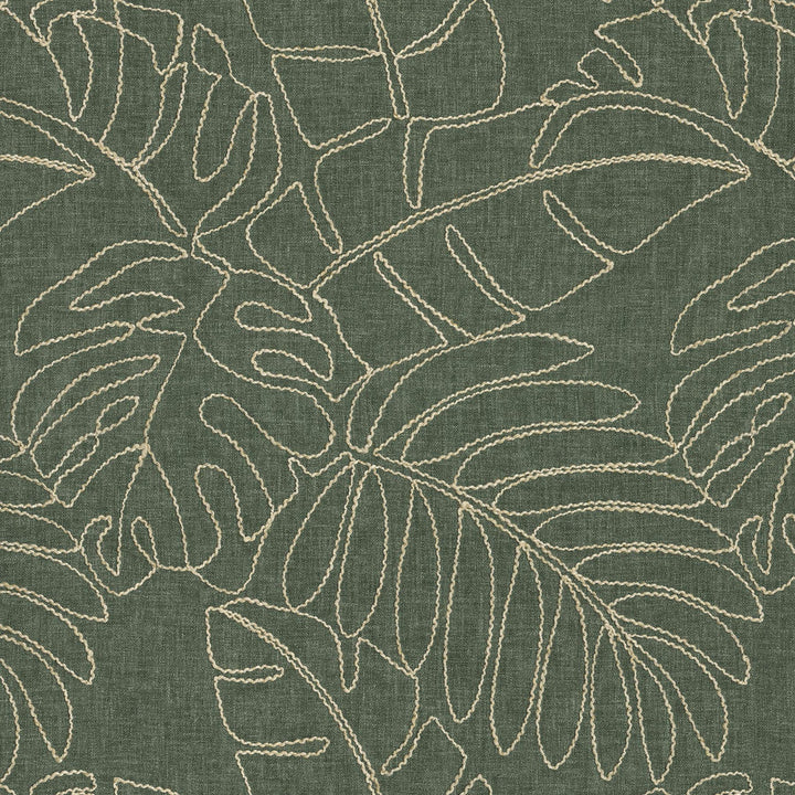 Monstera Emb. Juniper 880180 by TOMMY BAHAMA Designer Fabric - Base 55% cotton, 45% polyester / Emb. 50% rayon, 50% linen India 51000 Horizontal: 13.5 and Vertical: 15.5 55  - Swanky Fabrics -