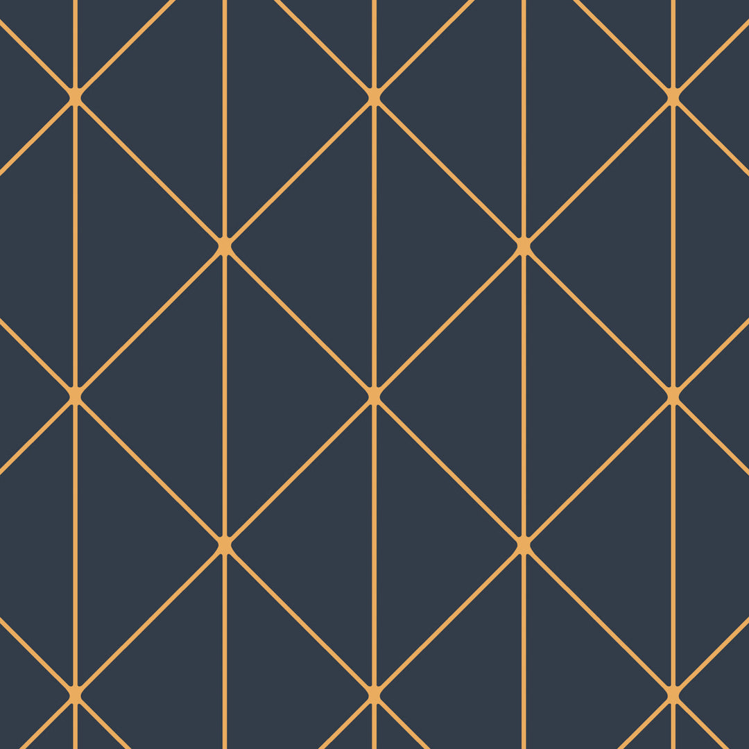 Schumacher Wallcovering Diamonds - Navy And Gold