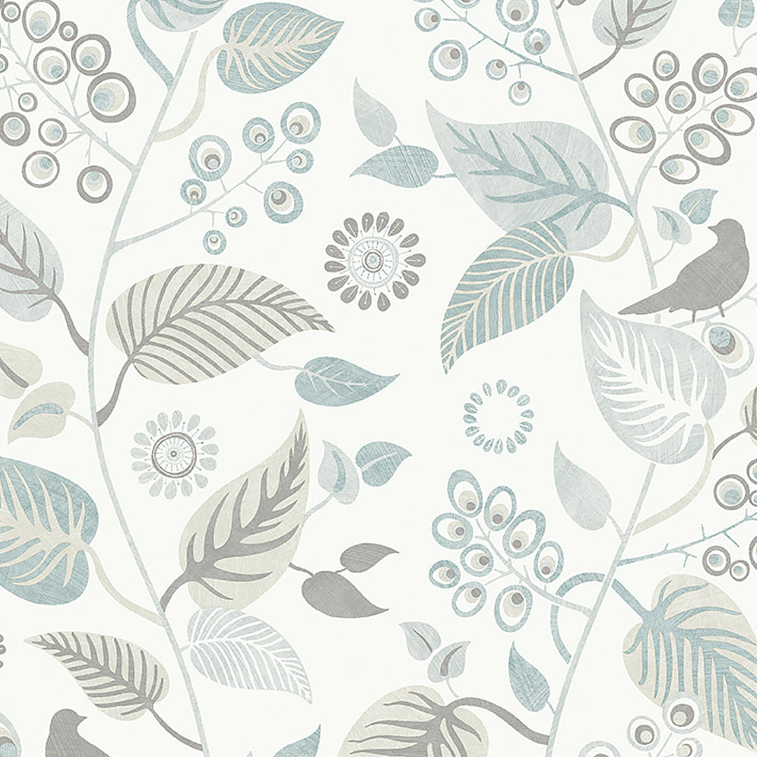 Schumacher Wallcovering Leaf Rhapsody - Slate