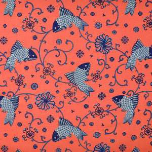 Lee Jofa Fabric Oriental Fishes Indigo