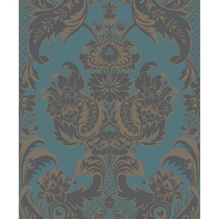 Wyndham Teal And Charcoal by Cole & Son Designer Wallcovering COLE & SON ALBEMARLE PAPER - 100% United Kingdom Horizontal: and Vertical: 25.22 21 - Swanky Fabrics -