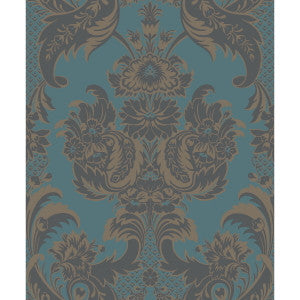 Cole & Son Wallpaper Wyndham Teal And Charcoal