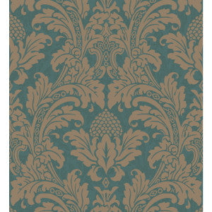 Cole & Son Wallpaper Blake Teal And Silver