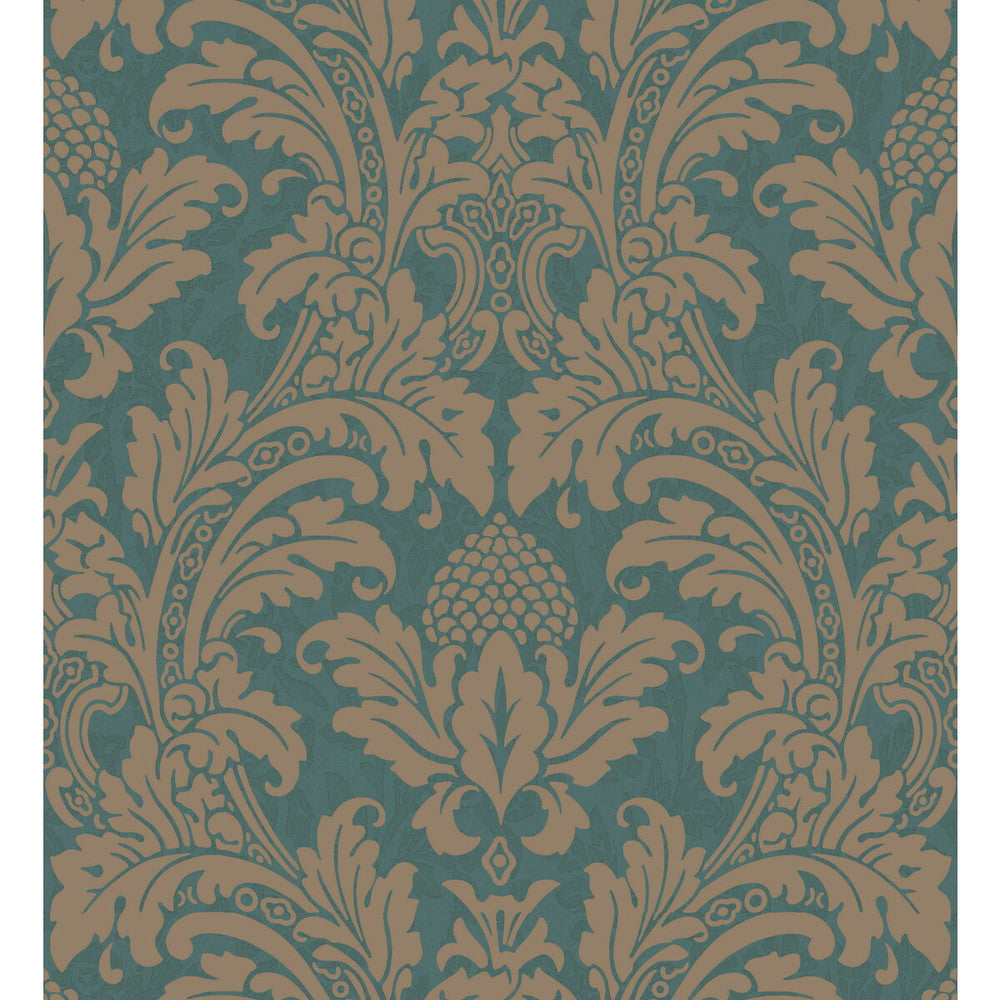 Blake Teal And Silver by Cole & Son Designer Wallcovering COLE & SON ALBEMARLE PAPER - 100% United Kingdom Horizontal: and Vertical: 20.88 21 - Swanky Fabrics -