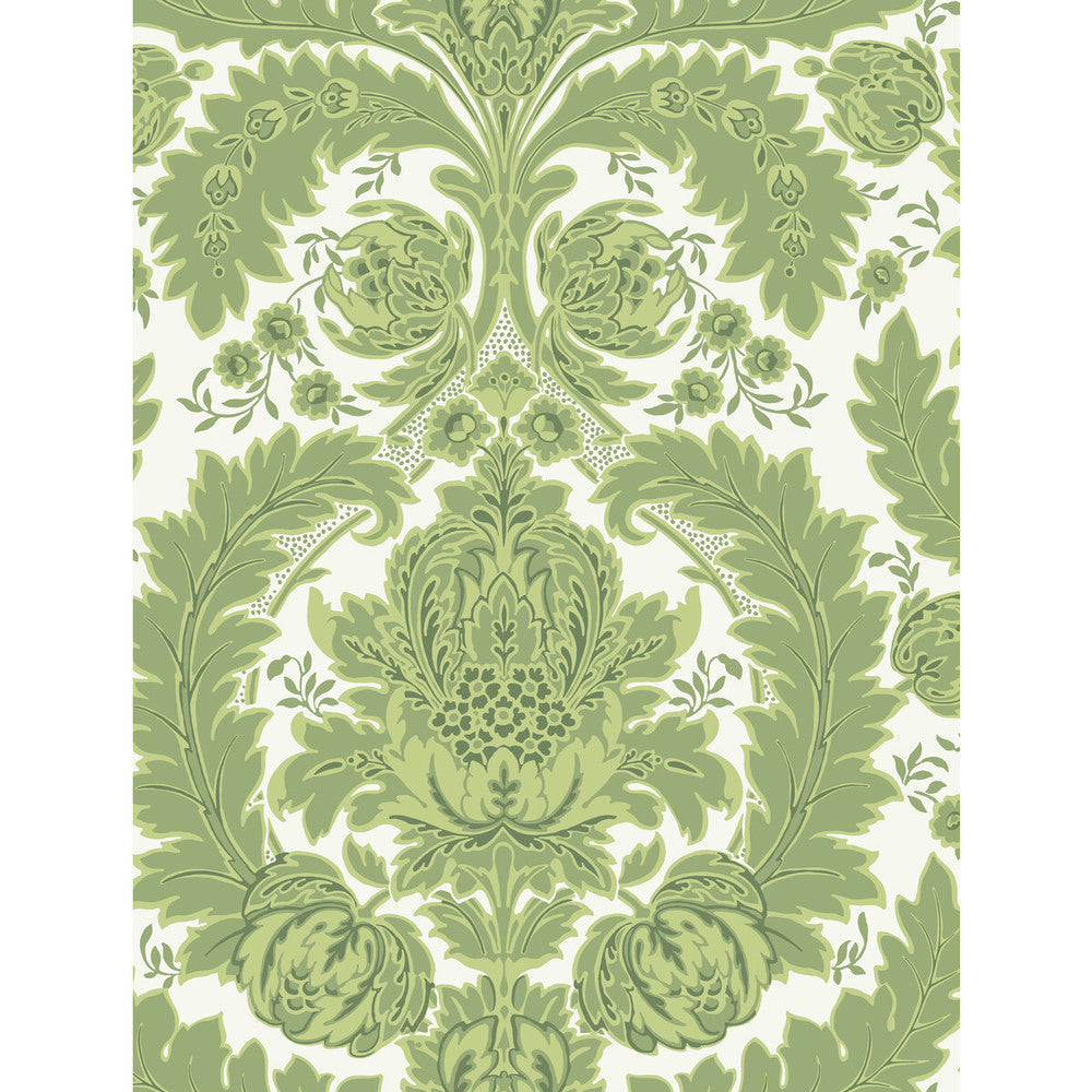 Coleridge Green And Ivory by Cole & Son Designer Wallcovering COLE & SON ALBEMARLE PAPER - 100% United Kingdom Horizontal: and Vertical: 27.58 21 - Swanky Fabrics -