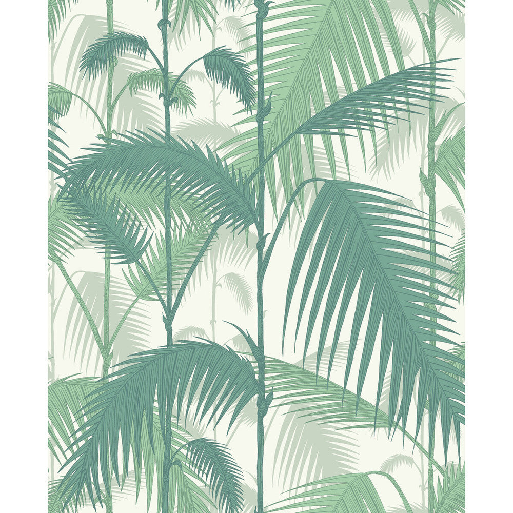 Palm Jungle Forest Gre/W by Cole & Son Designer Wallcovering CONTEMPORARY RESTYLED PAPER - 100% United Kingdom - Horizontal: 20.5 and Vertical: 25 20.5 - Swanky Fabrics -