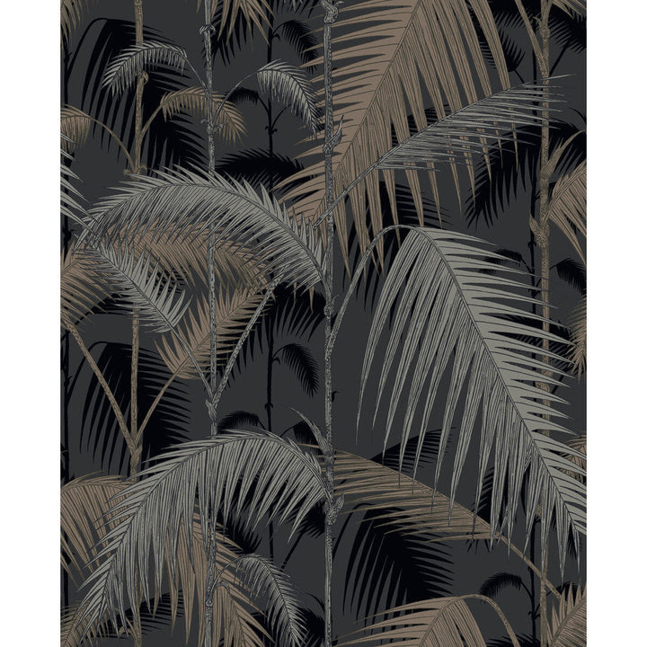 Palm Jungle Silver/Black by Cole & Son Designer Wallcovering CONTEMPORARY RESTYLED PAPER - 100% United Kingdom Horizontal: 20.5 and Vertical: 25 20.5 - Swanky Fabrics -