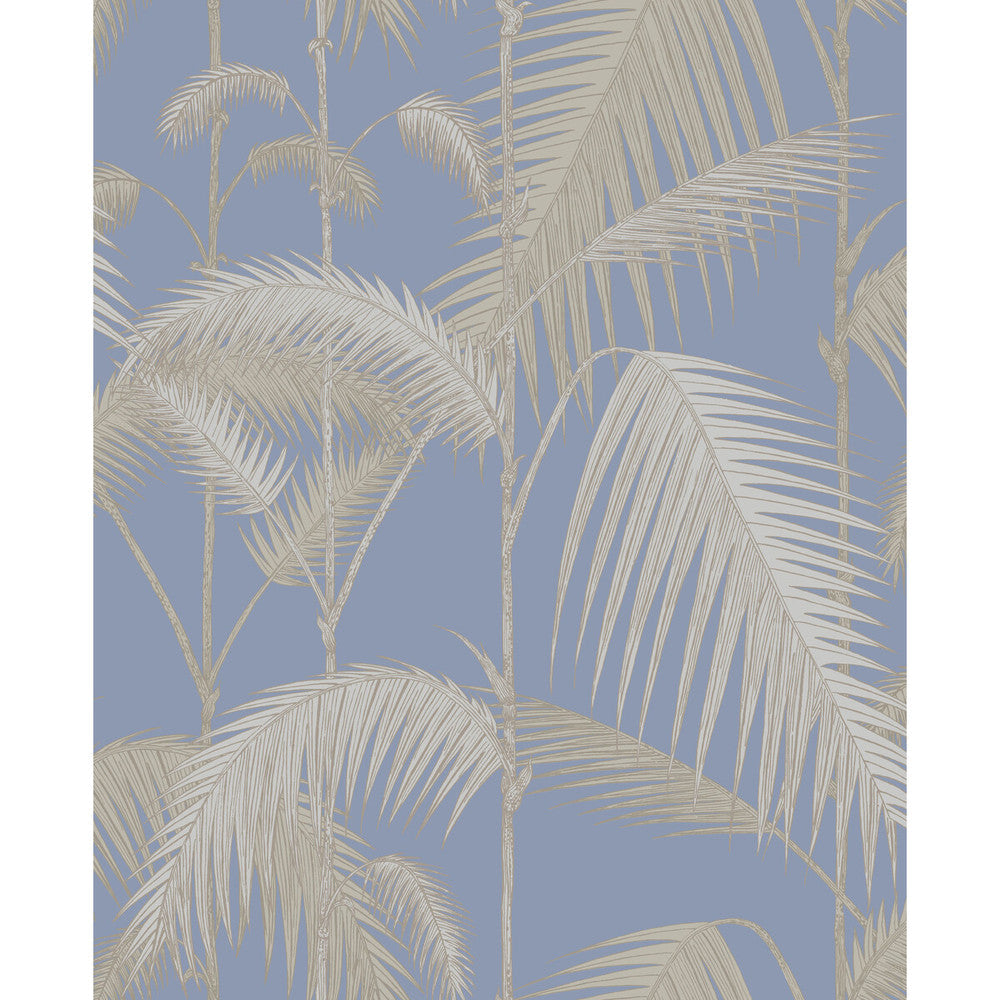 Palm Jungle Straw & Blue by Cole & Son Designer Wallcovering CONTEMPORARY RESTYLED PAPER - 100% United Kingdom Horizontal: 20.5 and Vertical: 25 20.5 - Swanky Fabrics -