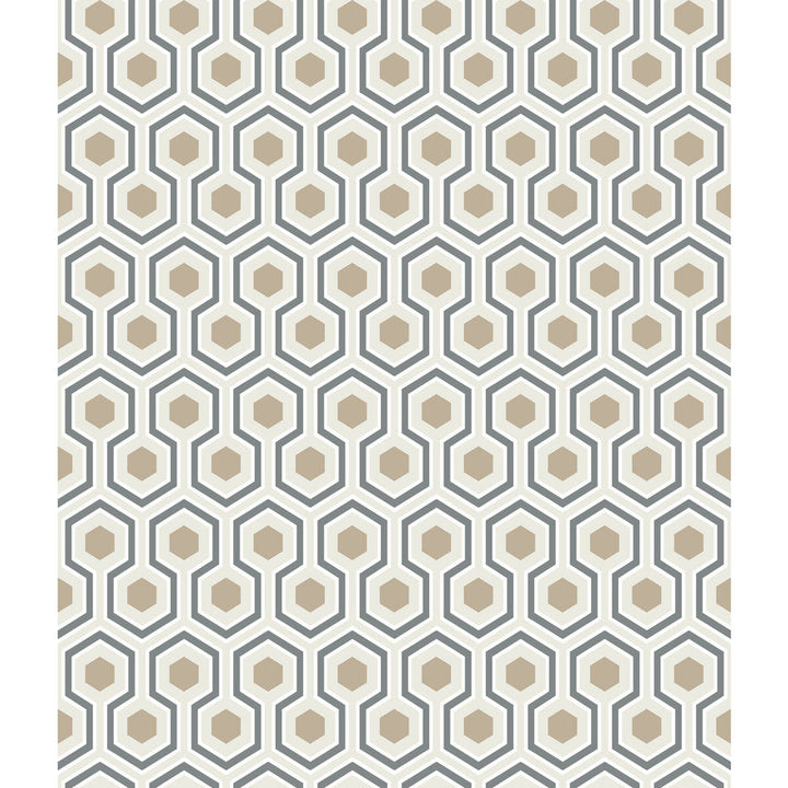 Hicks Hexagon Gilver/Wt/Bk by Cole & Son Designer Wallcovering CONTEMPORARY RESTYLED PAPER - 100% United Kingdom Horizontal: 20.5 and Vertical: 4 20.5 - Swanky Fabrics -