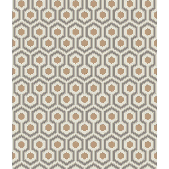 Hicks Hexagon Gold/Taupe by Cole & Son Designer Wallcovering CONTEMPORARY RESTYLED PAPER - 100% United Kingdom Horizontal: 20.5 and Vertical: 4 20.5 - Swanky Fabrics -