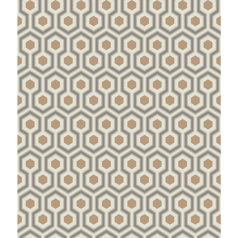 Hicks Hexagon Gold/Taupe by Cole & Son Designer Wallcovering CONTEMPORARY RESTYLED PAPER - 100% United Kingdom - Horizontal: 20.5 and Vertical: 4 20.5 - Swanky Fabrics -