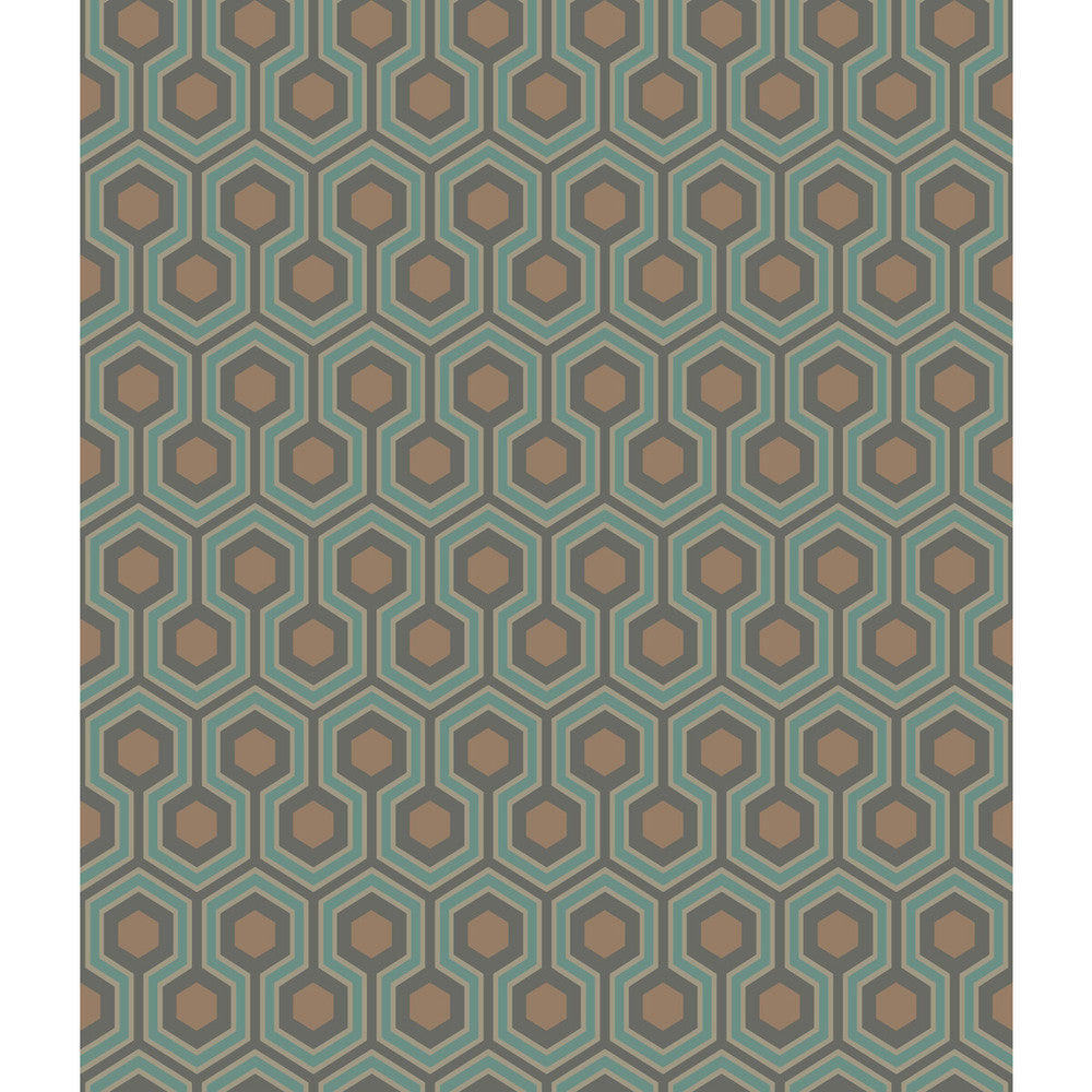 Hicks Hexagon Teal/Gold by Cole & Son Wallcovering Cole & Son Wallcovering Hicks Hexagon Teal/GoldWallcovering CONTEMPORARY RESTYLED PAPER - 100% United Kingdom </p><p>Repeat: H: 20.5, V: 4 20.5 - Fabric Carolina -