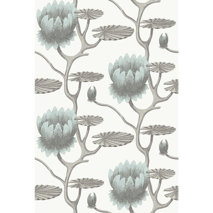 Summer Lily Aqua/White by Cole & Son Designer Wallcovering CONTEMPORARY RESTYLED PAPER - 100% United Kingdom Horizontal: 27 and Vertical: 19.75 27 - Swanky Fabrics -
