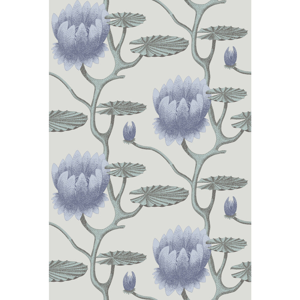 Summer Lily Blu/Aq/Pearl by Cole & Son Designer Wallcovering CONTEMPORARY RESTYLED PAPER - 100% United Kingdom - Horizontal: 27 and Vertical: 19.75 27 - Swanky Fabrics -