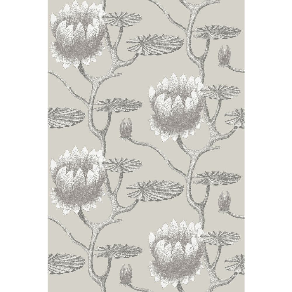 Summer Lily Taupe/White by Cole & Son Designer Wallcovering CONTEMPORARY RESTYLED PAPER - 100% United Kingdom Horizontal: 27 and Vertical: 19.75 27 - Swanky Fabrics -