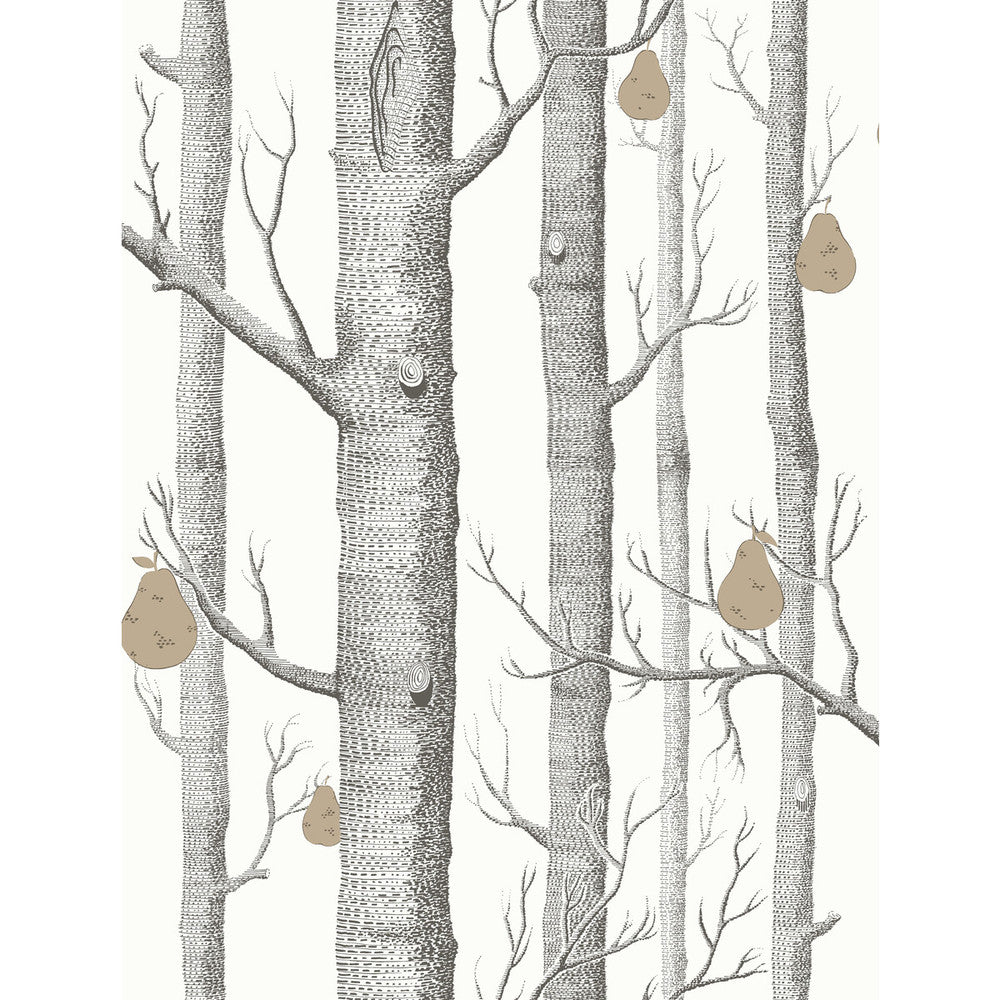 Woods & Pears Blk/Wht/Brnz by Cole & Son Designer Wallcovering CONTEMPORARY RESTYLED PAPER - 100% United Kingdom Horizontal: 21 and Vertical: 27.5 21 - Swanky Fabrics -