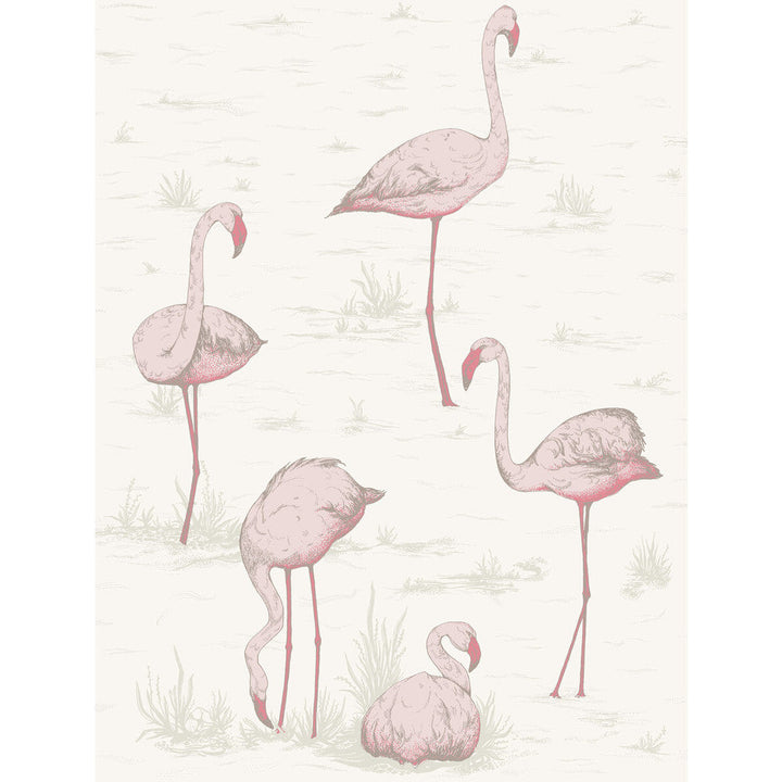 Flamingos Pink/White by Cole & Son Designer Wallcovering CONTEMPORARY RESTYLED PAPER - 100% United Kingdom - Horizontal: 21 and Vertical: 27.5 21 - Swanky Fabrics -