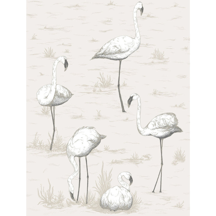 Flamingos Charcoal/Wht by Cole & Son Designer Wallcovering CONTEMPORARY RESTYLED PAPER - 100% United Kingdom Horizontal: 21 and Vertical: 27.5 21 - Swanky Fabrics -