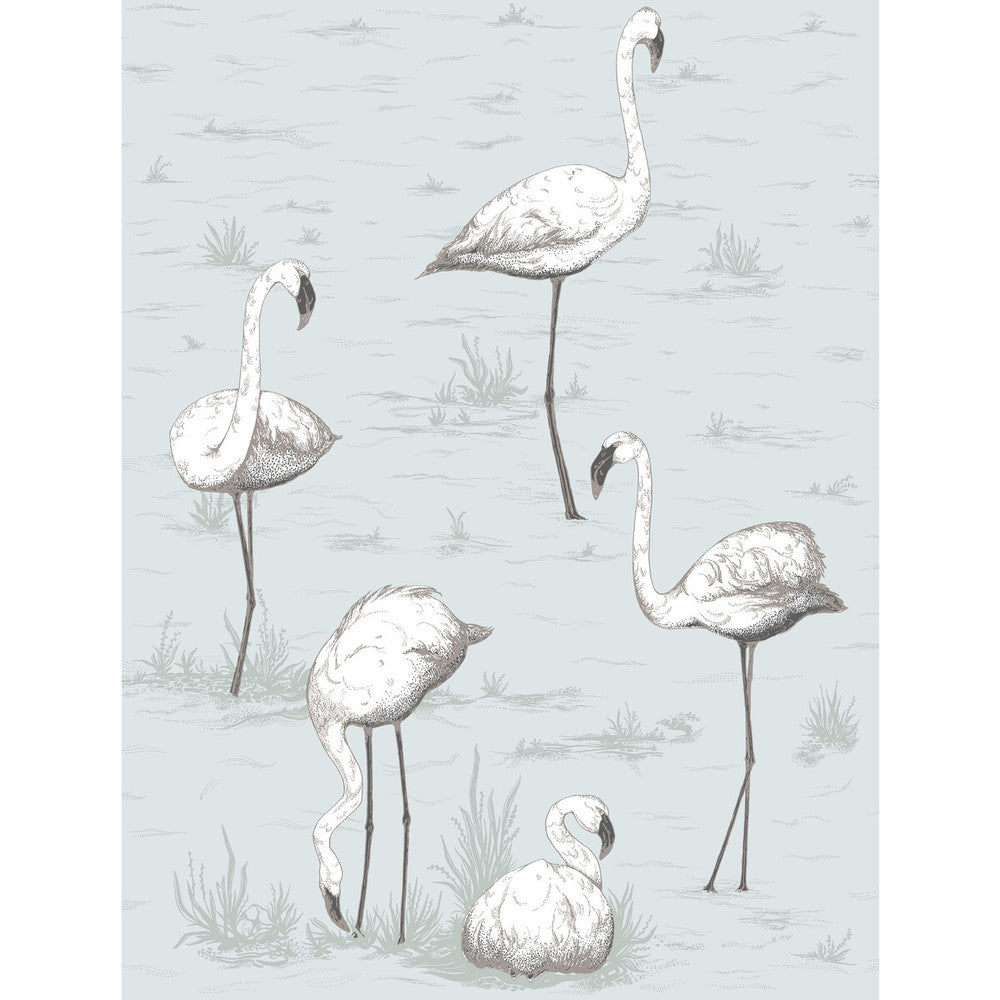 Flamingos Charcoal/Aqua by Cole & Son Designer Wallcovering CONTEMPORARY RESTYLED PAPER - 100% United Kingdom - Horizontal: 21 and Vertical: 27.5 21 - Swanky Fabrics -