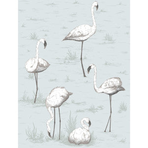 Cole & Son Wallpaper Flamingos Charcoal/Aqua