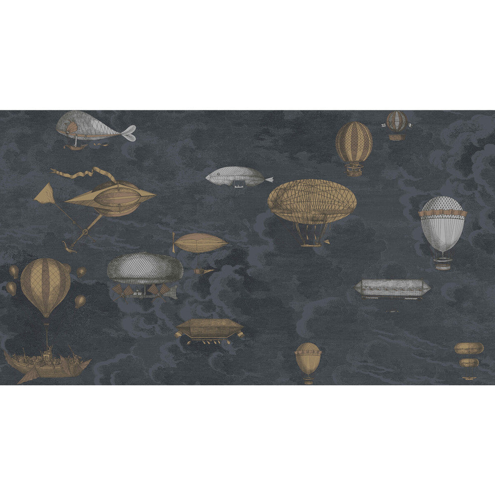 Macchine Volanti Midnight by Cole & Son Designer Wallcovering COLE & SON FORNASETTI PAPER - 100% United Kingdom Horizontal: 54 and Vertical: 30 54 - Swanky Fabrics -