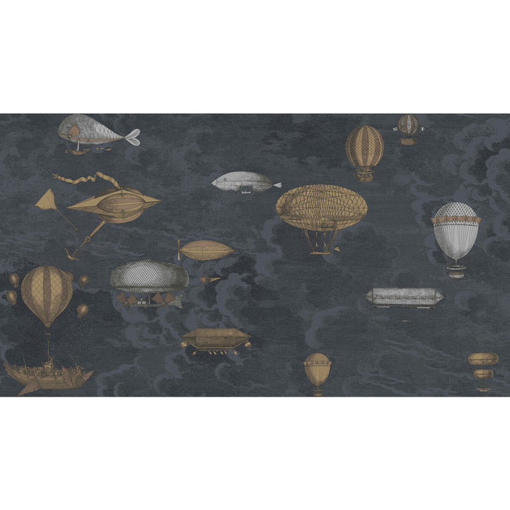 Macchine Volanti Midnight by Cole & Son Designer Wallcovering COLE & SON FORNASETTI PAPER - 100% United Kingdom - Horizontal: 54 and Vertical: 30 54 - Swanky Fabrics -