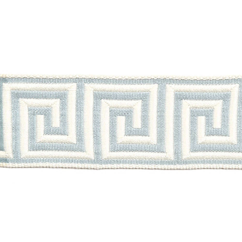 Hellenic Key Jacquard Tape Mist by Europatex Designer Fabric Hellenic 62% Fibranne, 38% Rayon 2.00 inches - Swanky Fabrics -