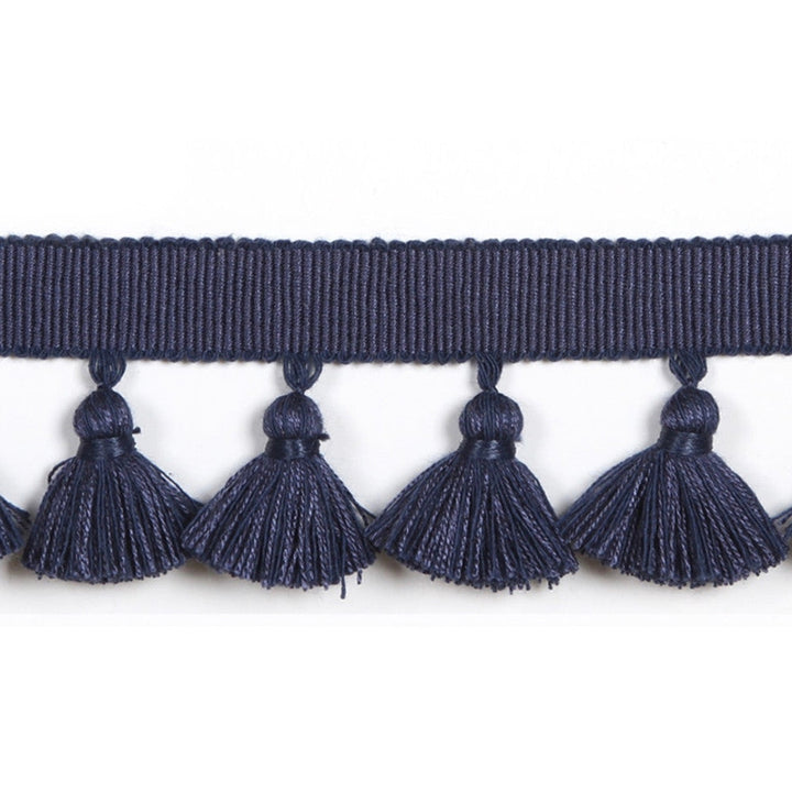 Hellenic Key Tassel Fringe Denim by Europatex Designer Fabric Hellenic 47% Fibranne, 44% Cotton, 9% Polyester 1.75 inches - Swanky Fabrics -