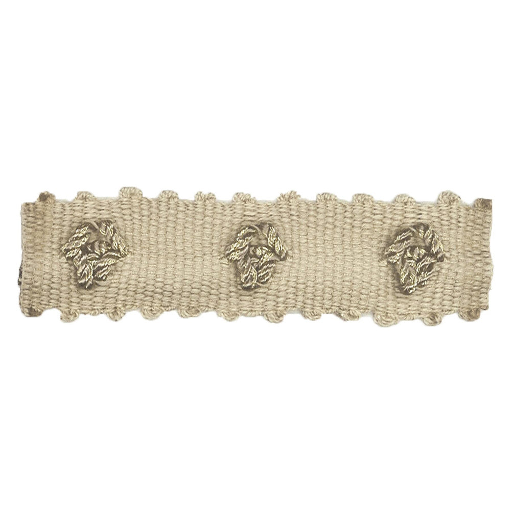 Abruzzi 1 Flax by Stout Designer Trim MOONDUST TRIM 48%SVI 37%LIN 15%MTL CHINA Horizontal: 0 and Vertical: 0 0.88 in - Swanky Fabrics -