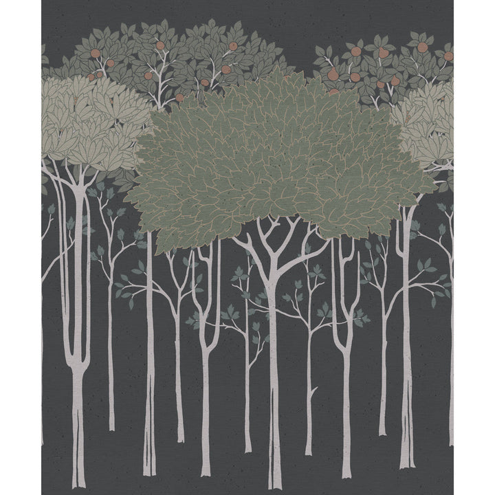 Oakwood Grove Black Wallpaper by Ronald Redding Designer Arts and Crafts Covers about 45 square feet 36-in by 15-ft long roll Unpasted 0 - Swanky Fabrics -