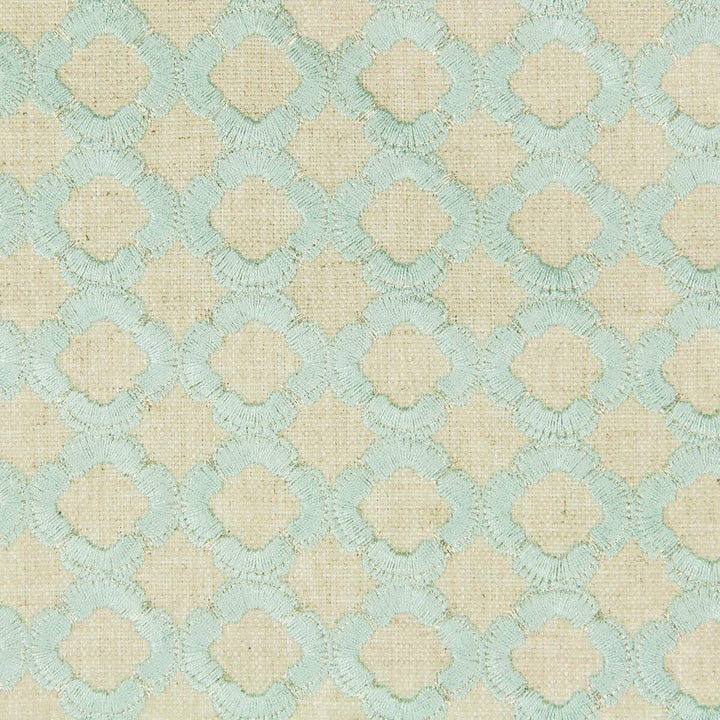 Accurate 2 Shoreline by Stout Designer Fabric Comfortable Living Seamist/Aqua 70% Polyester 30% Linen Embroidery INDIA CATB 117-2013 FLAME RETARDANT-U.F.A.C. CLASS 1 (OR A) WYZENBEEK 43 000 DOUBLE RUB WEAR TEST (HEAVY DUTY) Horizontal: 1.375 and Vertical: 1.25 52 in - Swanky Fabrics -