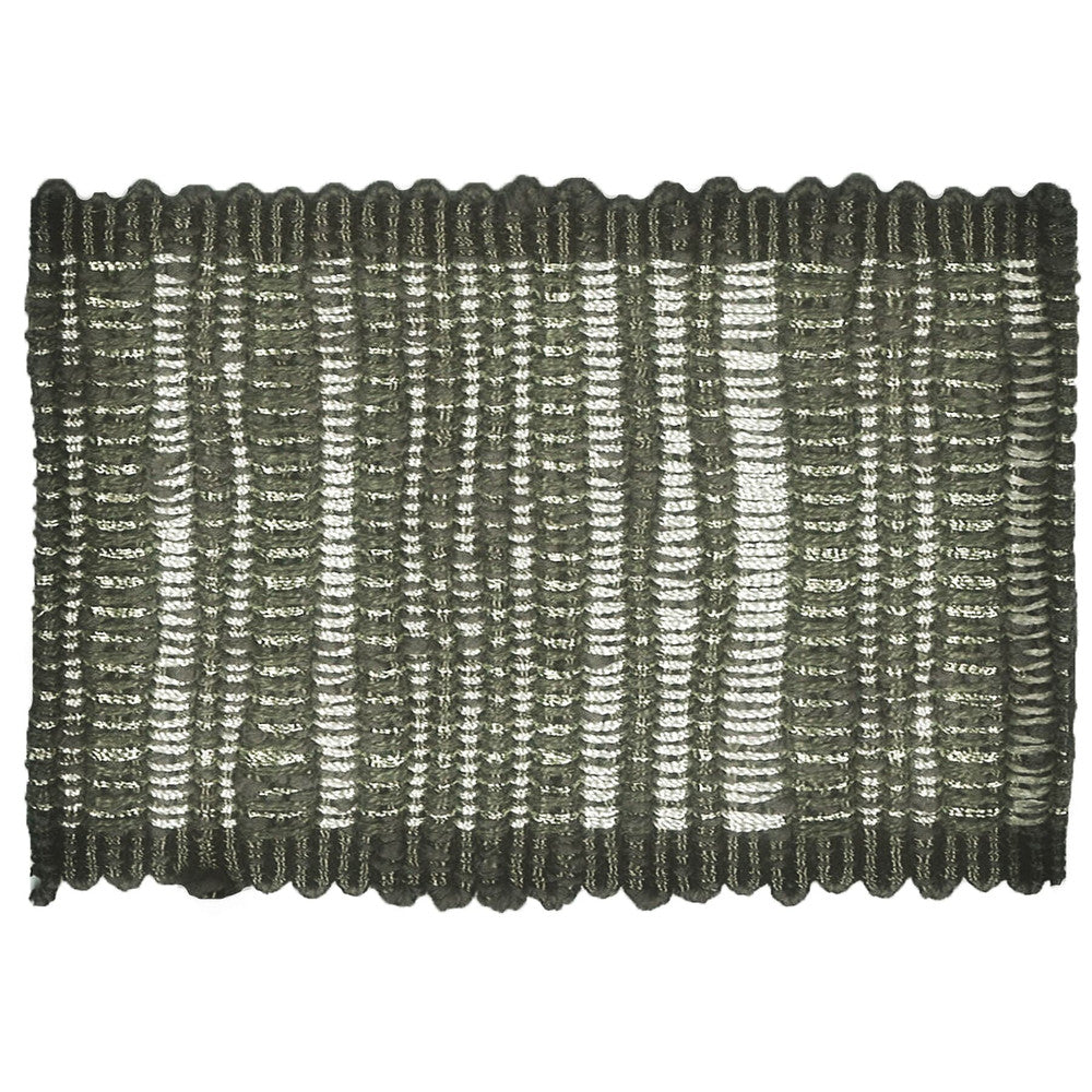 Action 5 Pewter by Stout Designer Trim ILLUMINATE 64%COT 26%SVI 5%LIN 5%MTL CHINA </p><p>Repeat: 0 2.5 in - Swanky Fabrics -