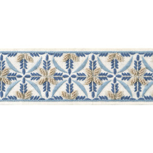 Thibaut Trim Leila Tape Stone and Blue AE12343