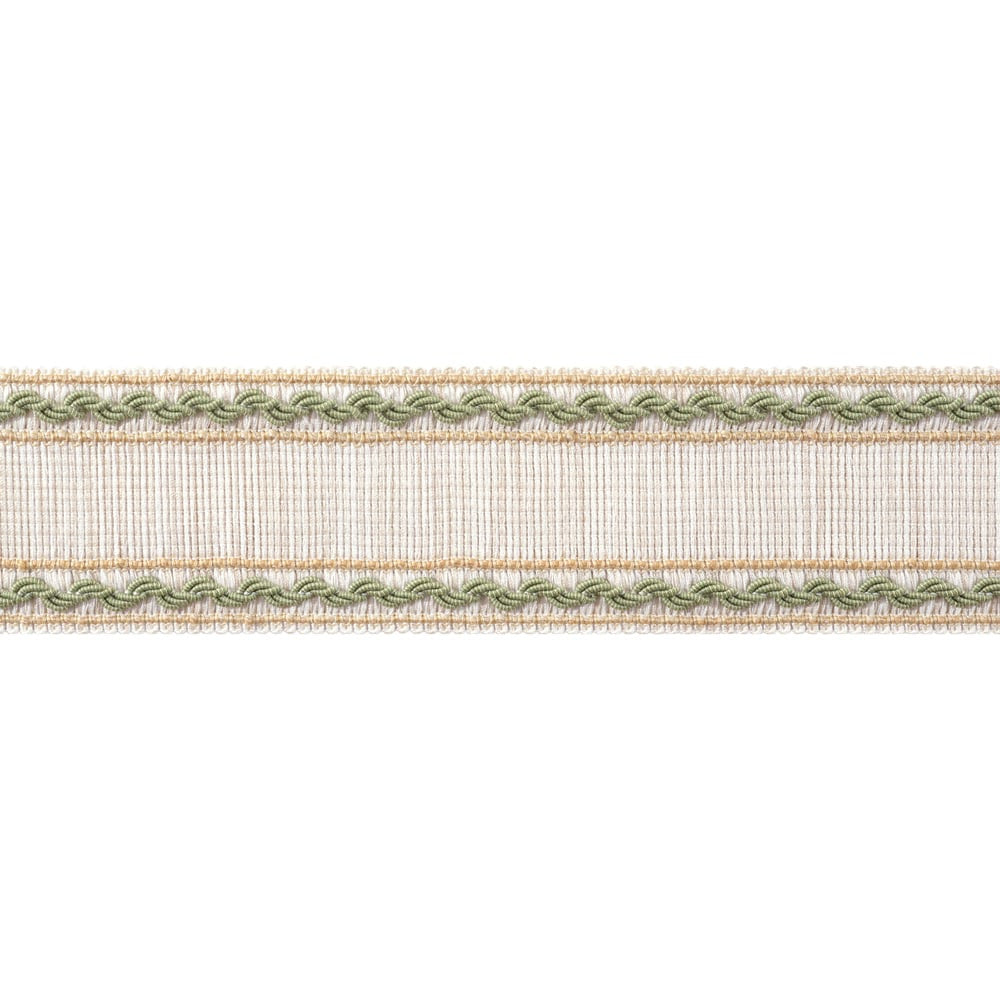 Gabrielle Tape Willow and Soft Gold AE12363 by Thibaut Trim Thibaut Trim Gabrielle Tape Willow and Soft Gold AE12363Trim ISLANDER 96% Polyester, 4% Cotton U.S.A </p><p>Repeat: H: , V: 2.25 in  (5.71 cm) - Fabric Carolina -