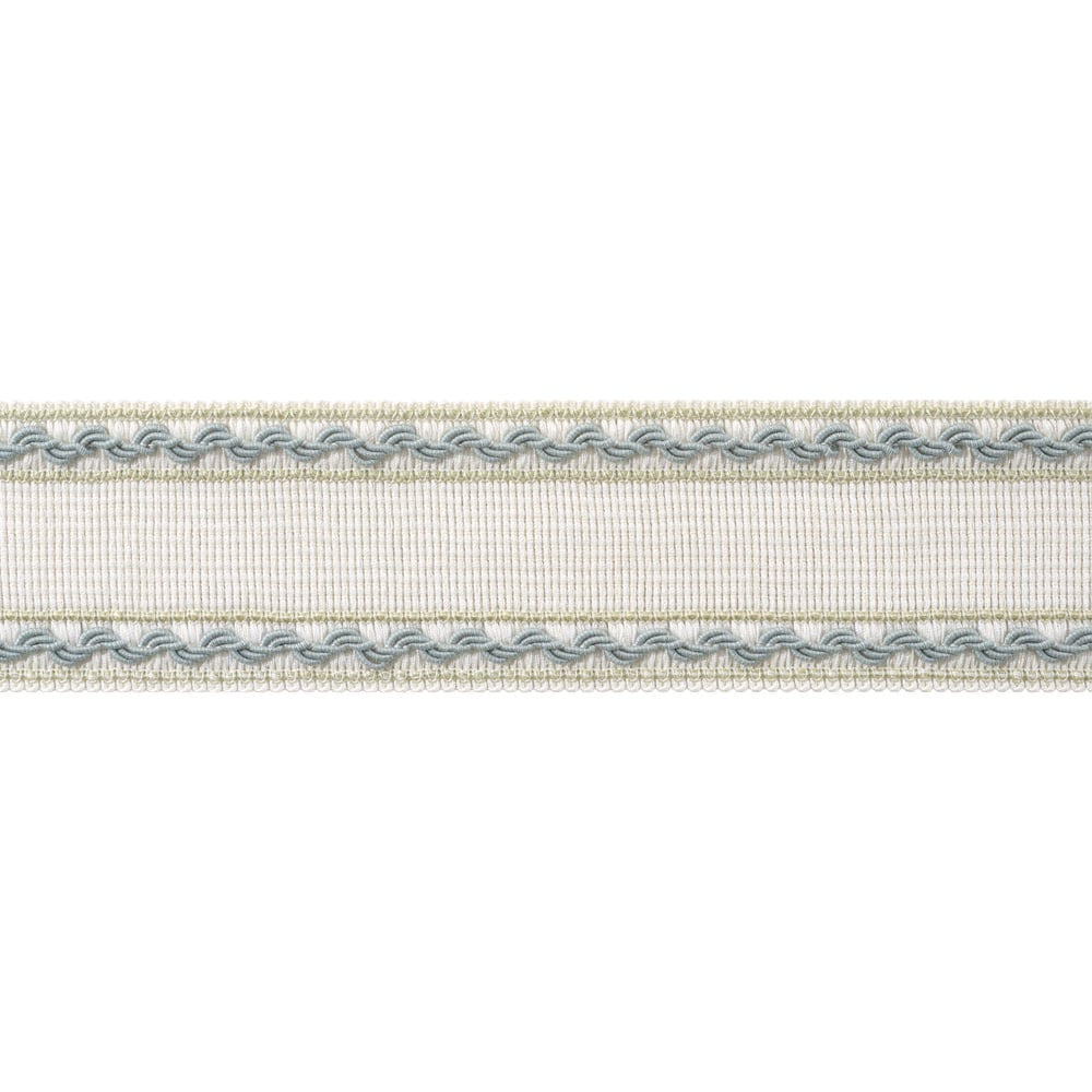 Gabrielle Tape Aqua and Willow AE12367 by Thibaut Trim Thibaut Trim Gabrielle Tape Aqua and Willow AE12367Trim ISLANDER 96% Polyester, 4% Cotton U.S.A </p><p>Repeat: H: , V: 2.25 in  (5.71 cm) - Fabric Carolina -