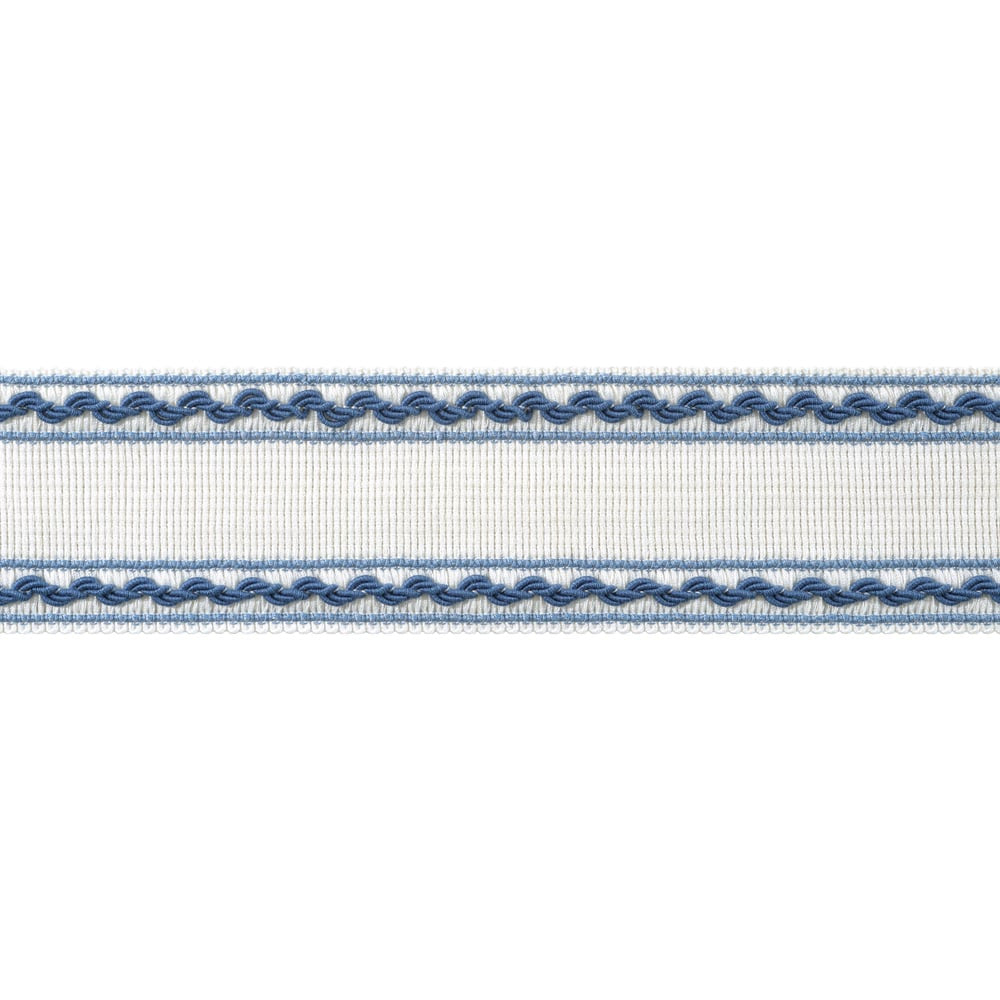 Gabrielle Tape French Blue and Sky AE12369 by Thibaut Trim Thibaut Trim Gabrielle Tape French Blue and Sky AE12369Trim ISLANDER 96% Polyester, 4% Cotton U.S.A </p><p>Repeat: H: , V: 2.25 in  (5.71 cm) - Fabric Carolina -