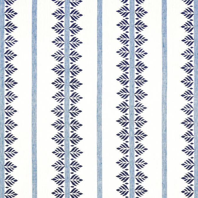 Fern Stripe Navy AF15101 by Anna French Fabric Anna French Fabric Fern Stripe Navy AF15101Fabric Antilles Fabric Book 100% Linen INDIA </p><p>Repeat: V: 7.5 54 - Fabric Carolina -