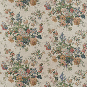Thibaut Fabric Garden Club Apricot and Slate AF16133