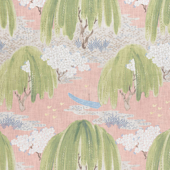 Willow Tree Blush AF23111 by Anna French Fabric Anna French Fabric Willow Tree Blush AF23111Fabric Willow Tree Fabric Book 82% Viscose, 18% Linen SCOTLAND </p><p>Repeat: V: 25.75 54 - Fabric Carolina -