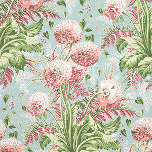 Anna French Fabric Dahlia Coral on Robin's Egg AF24537